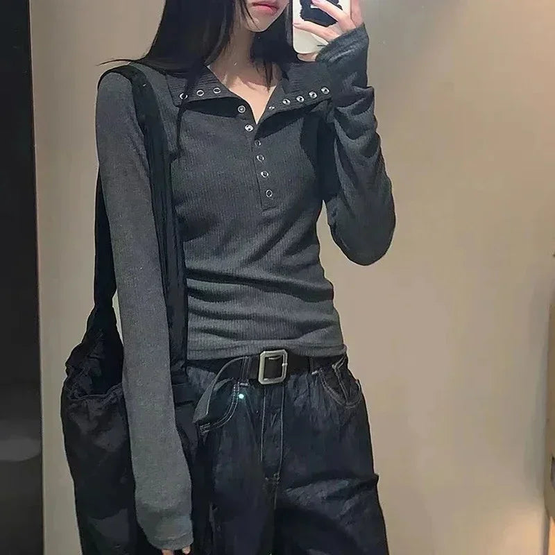 Button Up Bottoming Pullover Top - Palm and Thread