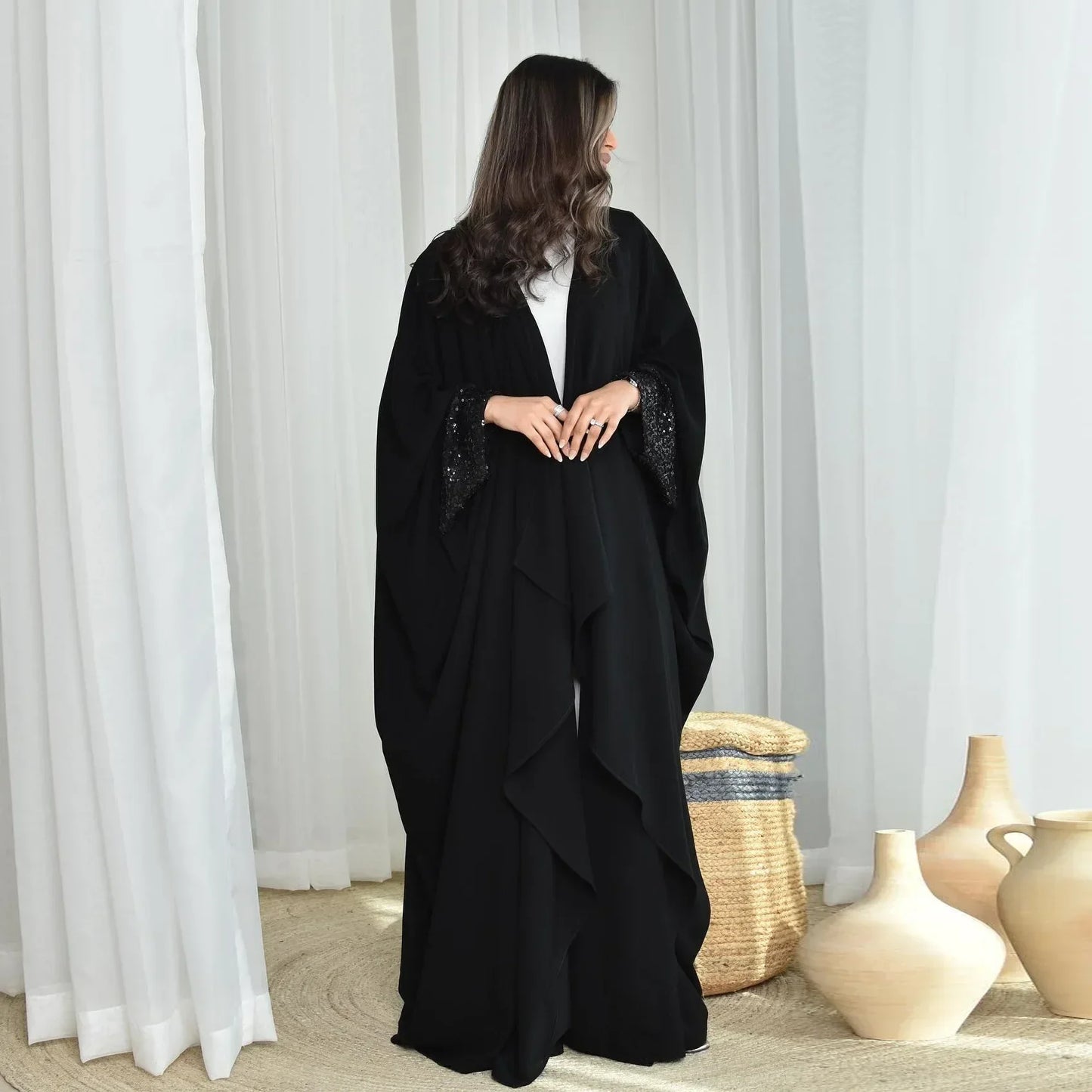 Sequin Open Abaya - Palm and Thread
