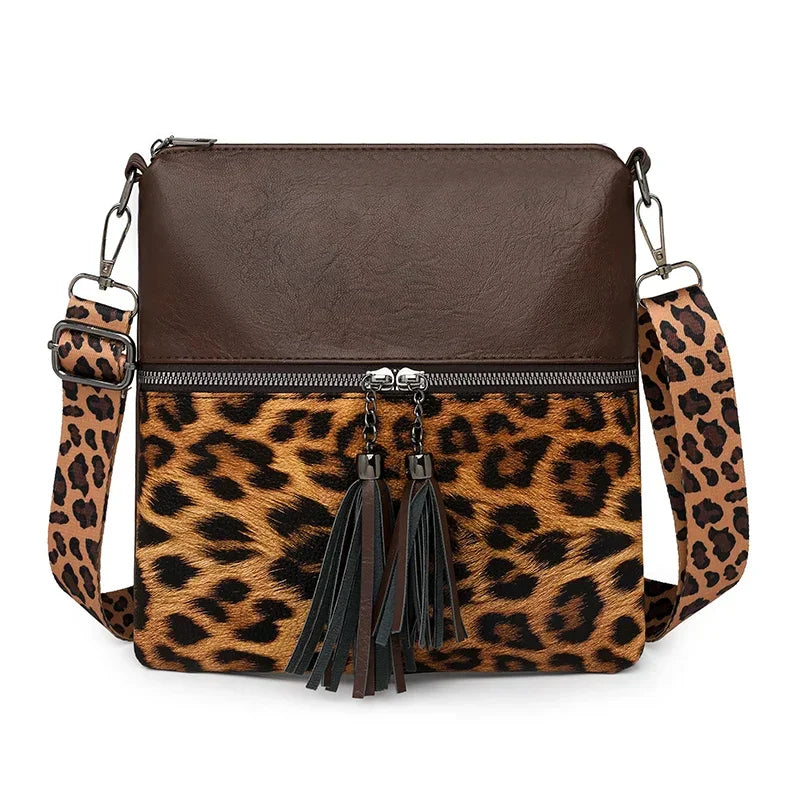 Leopard Print Pu Zipper Fashion Crossbody Bag - Palm and Thread