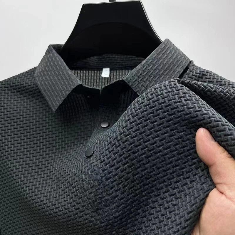 New Casual Short Sleeved Bone Flower Solid Color POLO Shirt - Palm and Thread