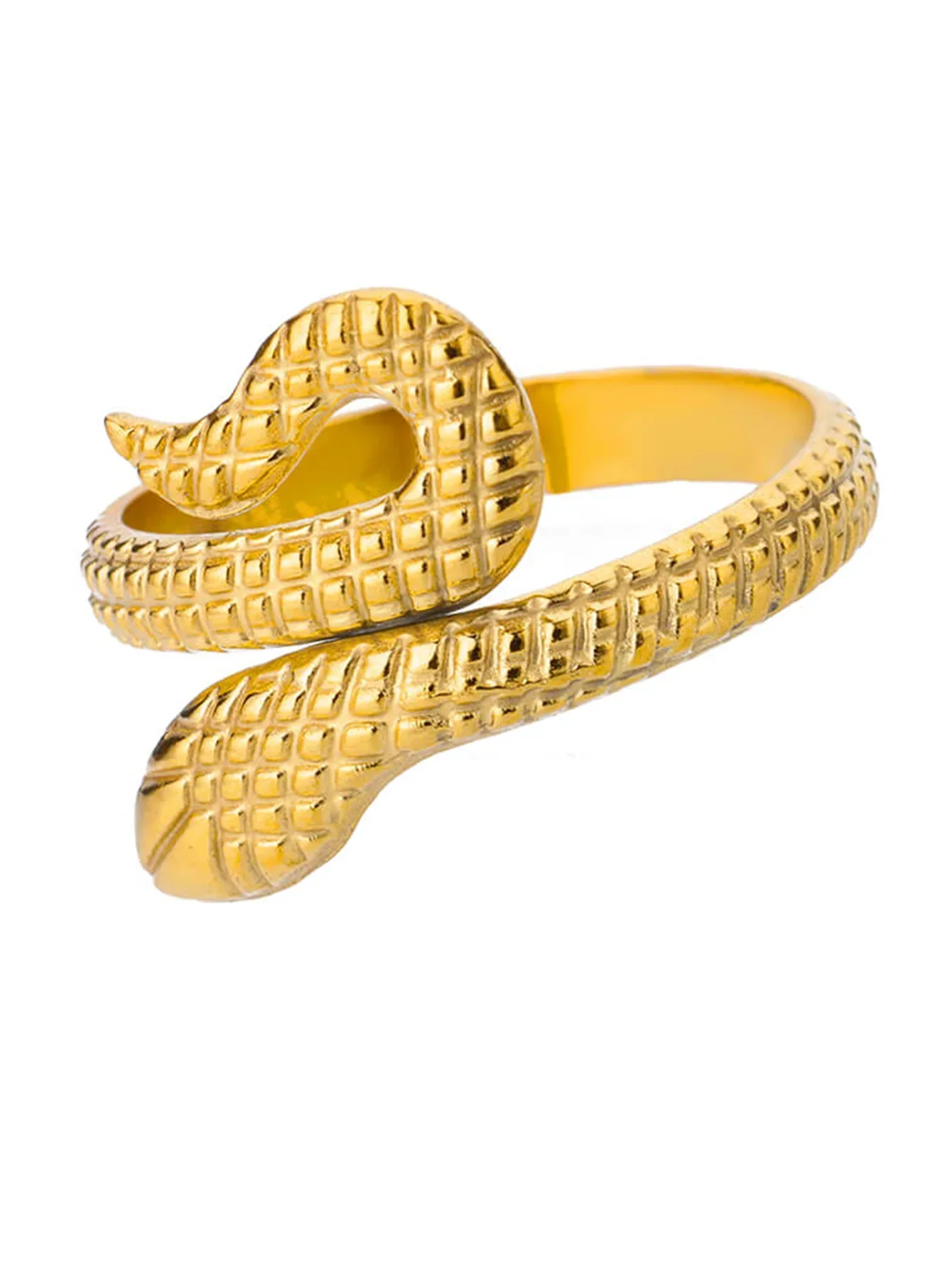 Gold Plated Stainless Steel Snake Ring - Palm and Thread