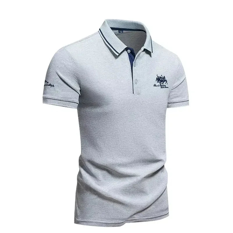 Short Sleeve Embroidered Polo T-Shirt - Palm and Thread