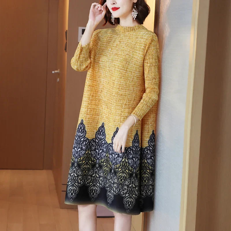 Printed Loose A-line Dress - Palm and Thread