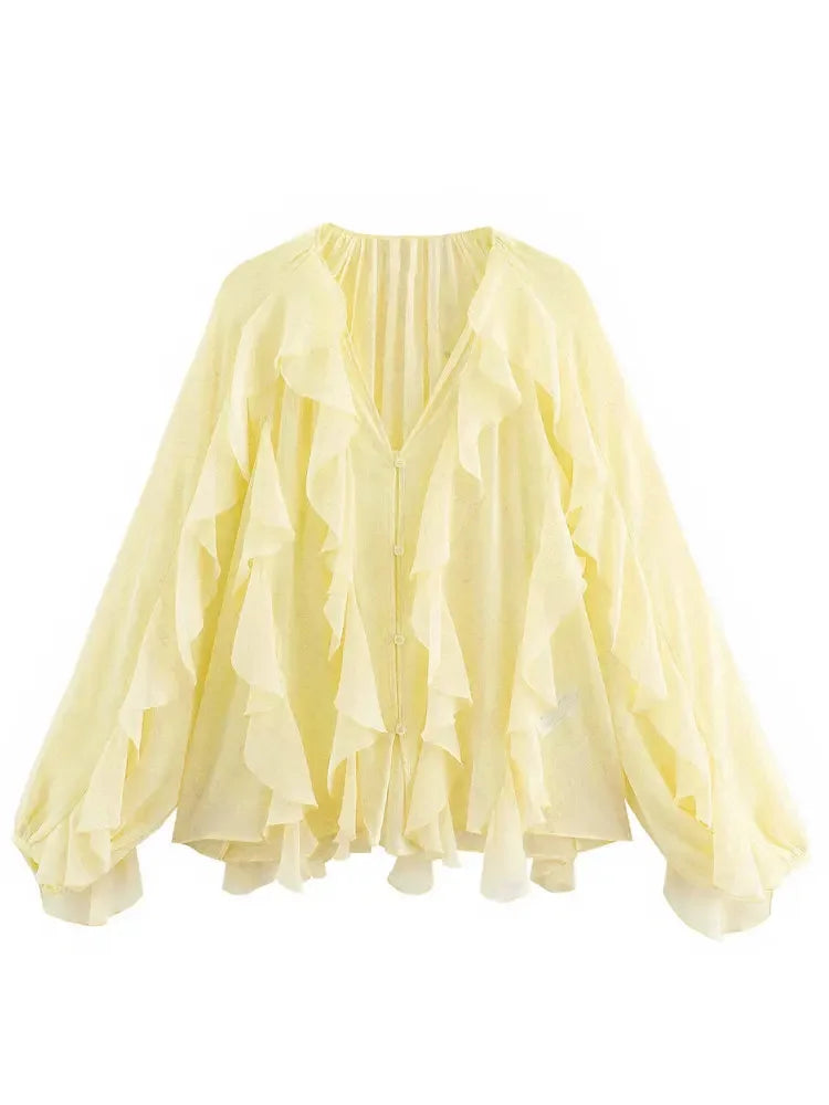 Translucent Ruffles Blouse - Palm and Thread