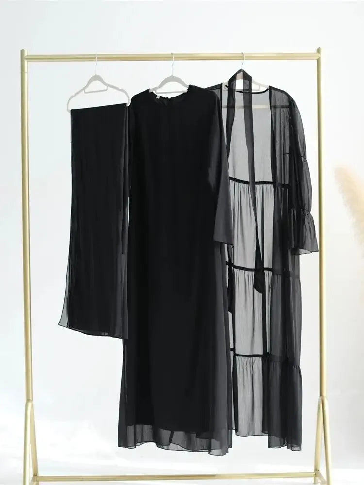 Chiffon Plain Abaya Set - Palm and Thread