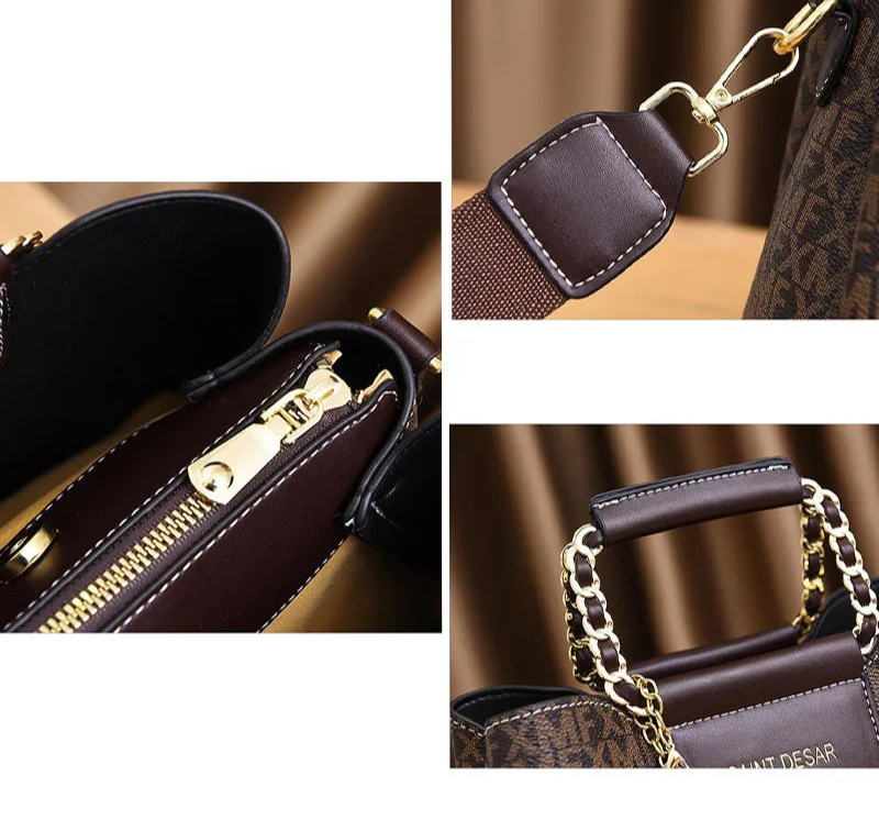 Shoulder Branded Leather Handbag - Palm and Thread