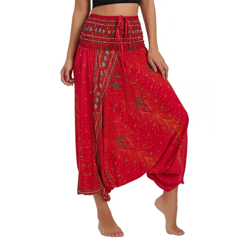 Bohemian High Waist Rayon Harem Baggy Pant - Palm and Thread