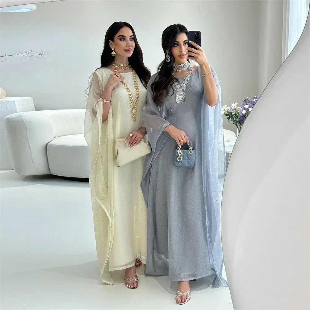 Batwing Satin Shimmer Abaya - Palm and Thread
