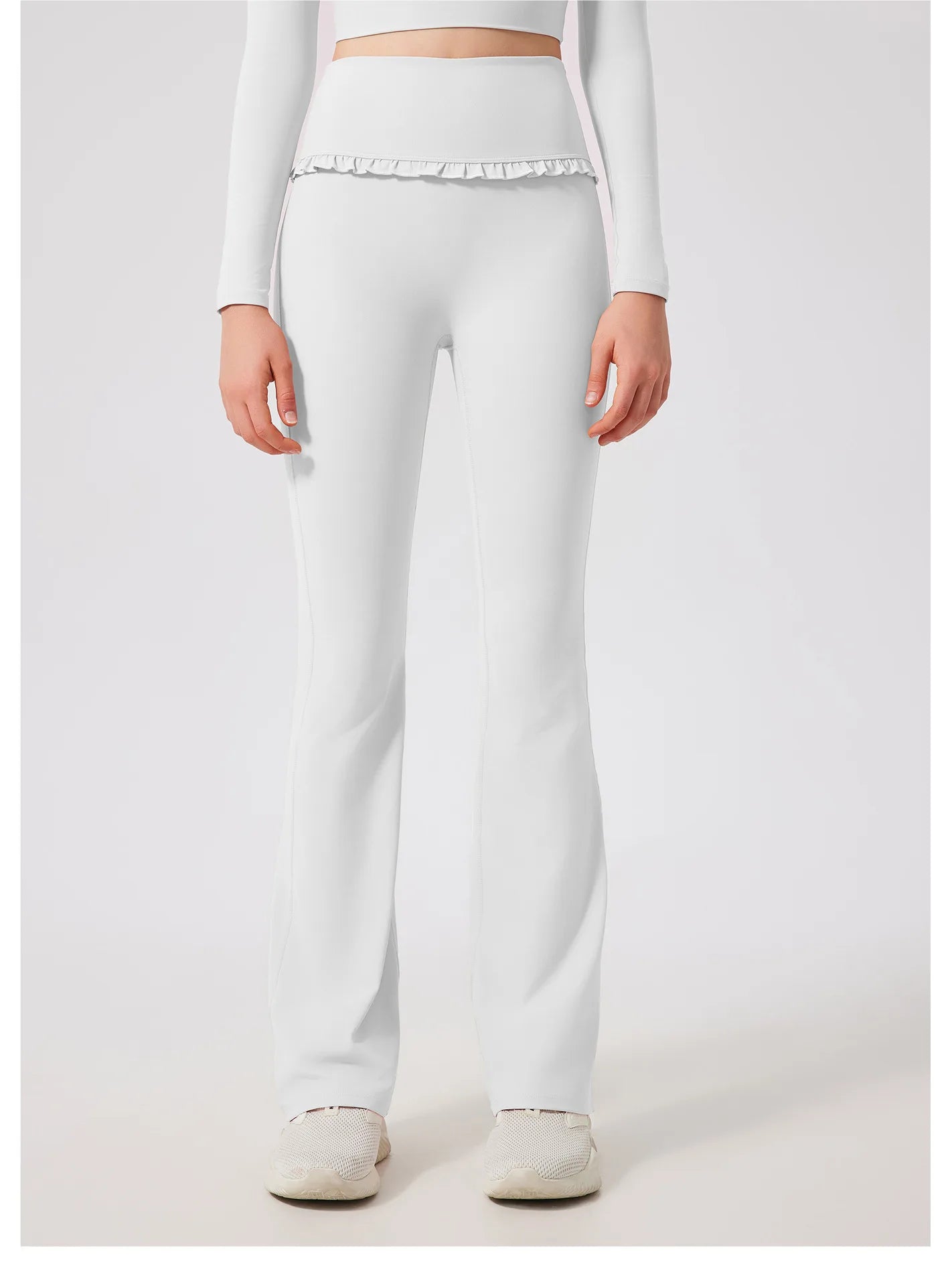 Padded Long Sleeve Crop Top & High Waist Flared Leggings