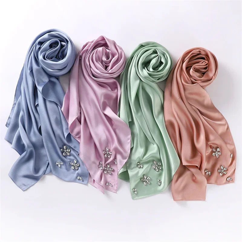 Luxury Stitch Diamond Floral Bubble Chiffon Hijab - Palm and Thread