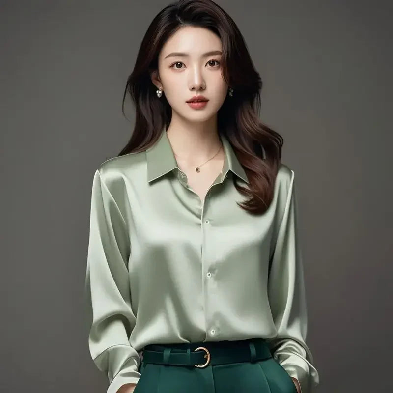 New Satin Shirt Blouse - Palm and Thread