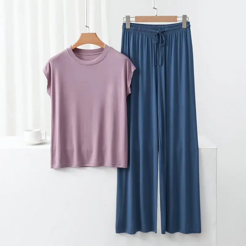 Modal Loose Homewear set O-neck streetwear Casual pajama - Palm and Thread