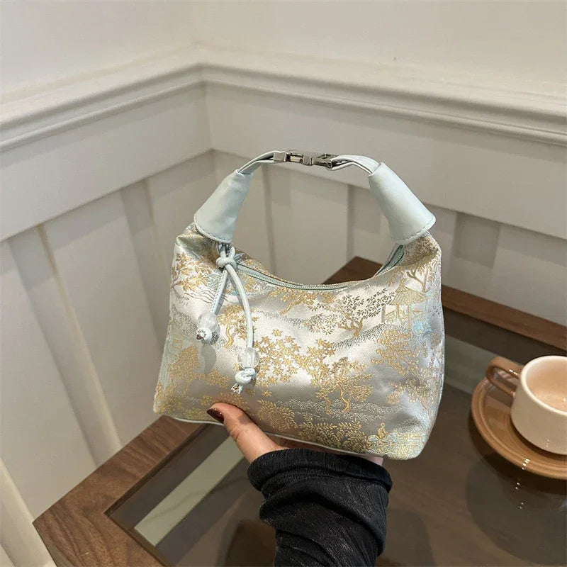 New Style Fine Embroidery Handbag - Palm and Thread