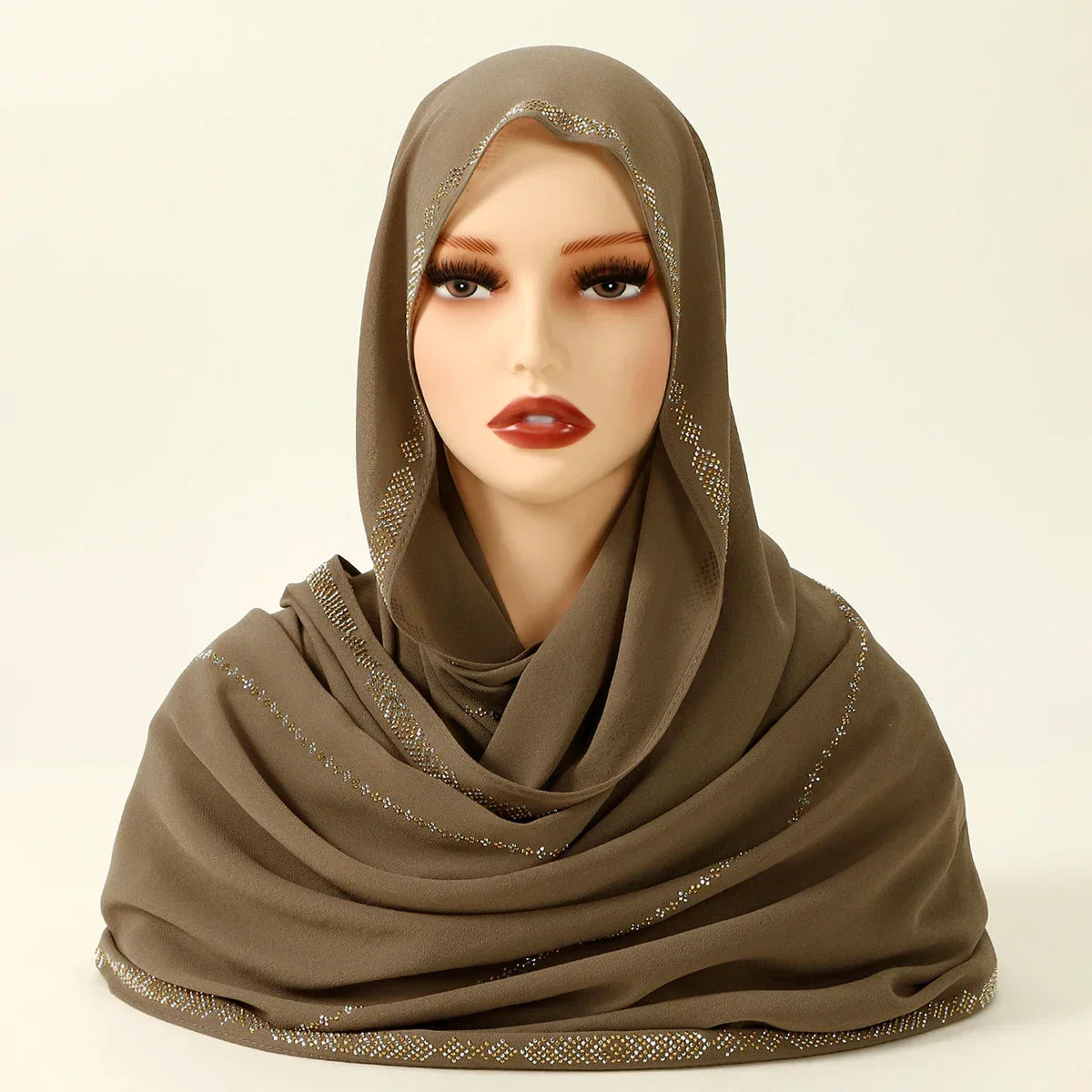 Fashion Rhinestone Chiffon Hijab Scarf - Palm and Thread