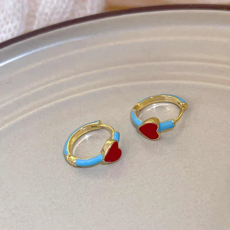 Colorful Heart Ear Buckle Earring - Palm and Thread
