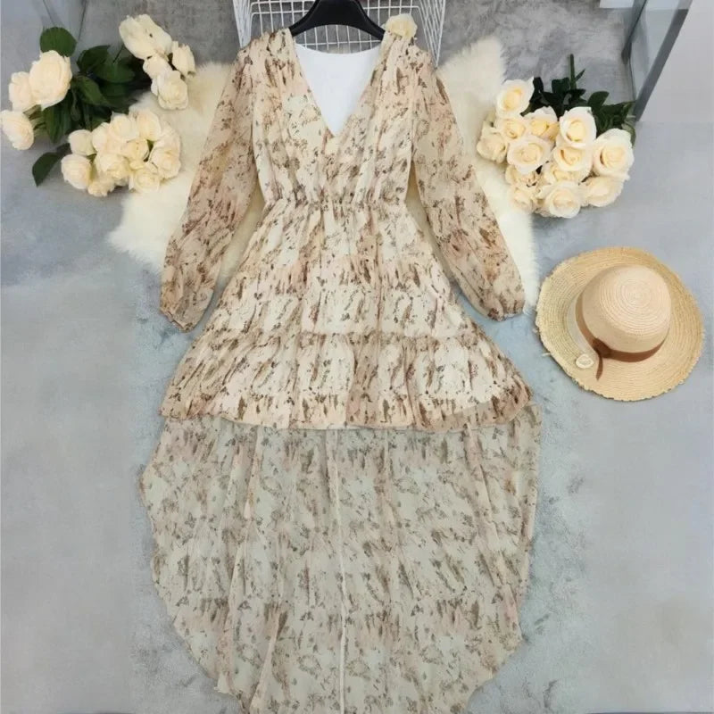 Floral Print Irregular Hem Ruffle Dress - Palm and Thread