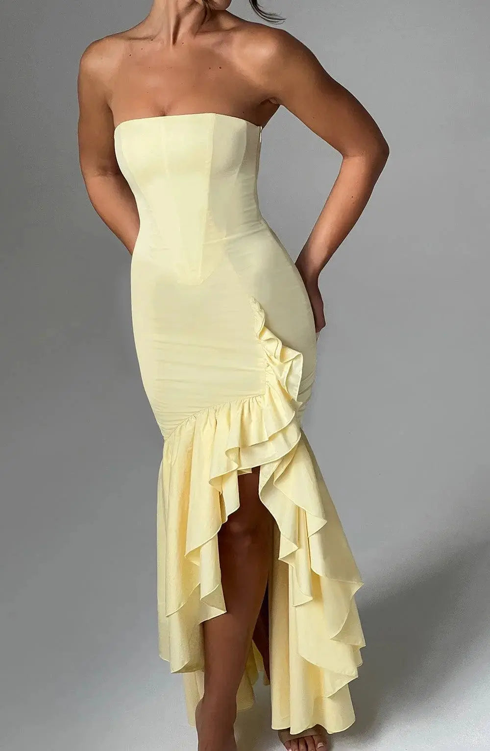 Sexy Strapless Slim Fit Slit Dress