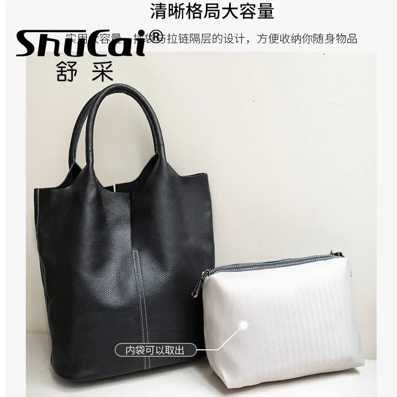 Genuine Leather Commuter Tote Handbag - Palm and Thread