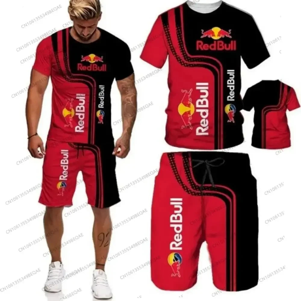 Red Bull Brand 3D Printed T-shirt Shorts Set - Palm and Thread