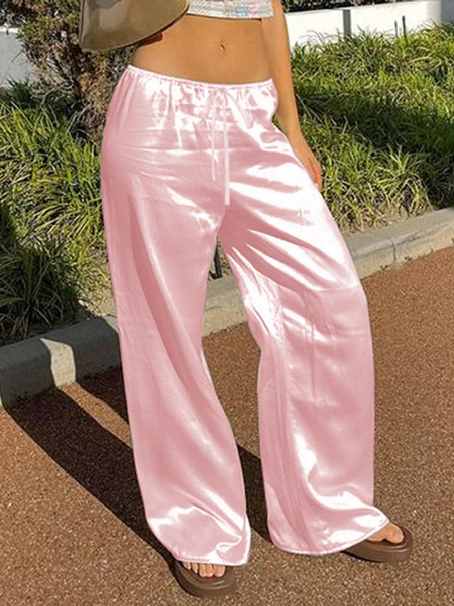 Chic Satin Wide Leg Dress Pant - Palm and Thread