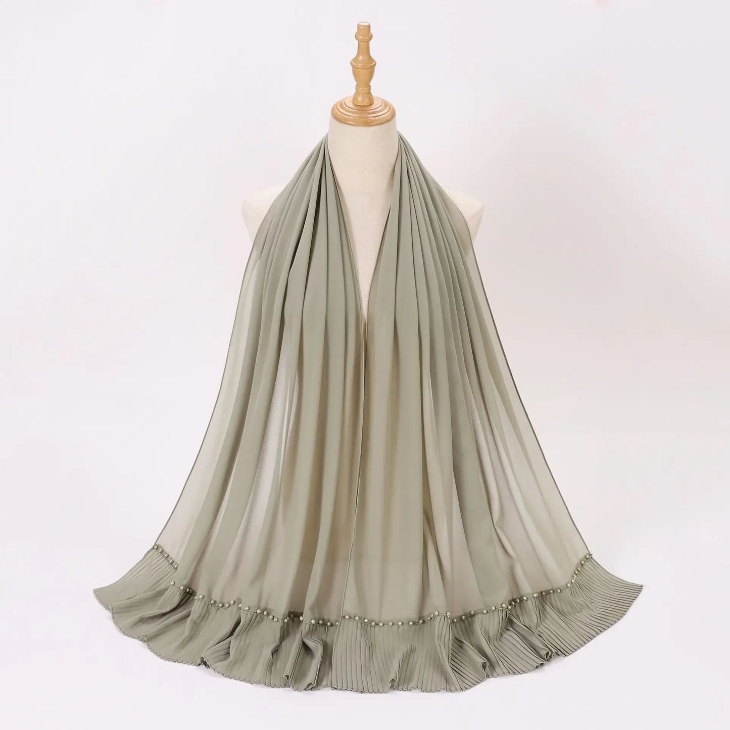 Pleated Chiffon Hijab Ladies Shawl - Palm and Thread