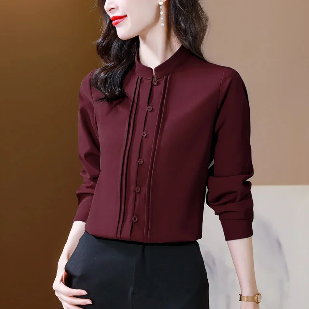 High Quality Elegant Solid Silk Shirt - Palm and Thread