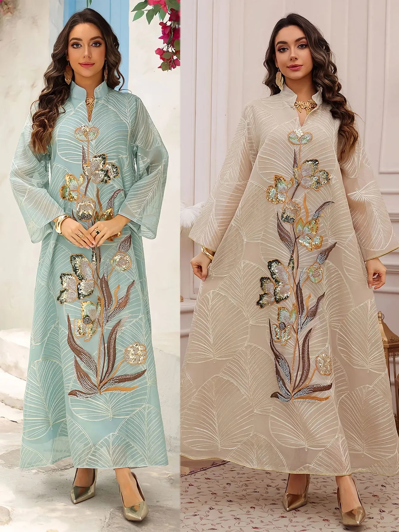 Luxury Off White Intricate Colorful Embroidery Abaya - Palm and Thread