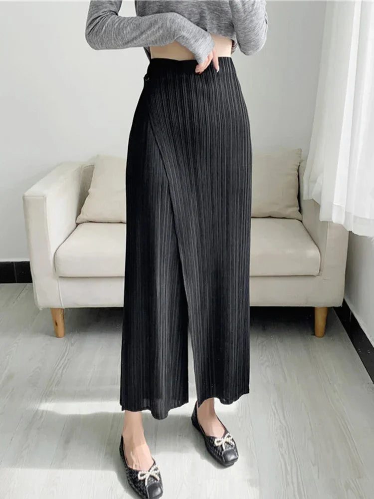 Pleated Wide Leg Ankle-length Pant - Palm and Thread