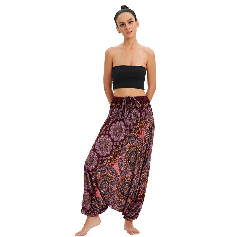 Bohemian High Waist Rayon Harem Baggy Pant - Palm and Thread