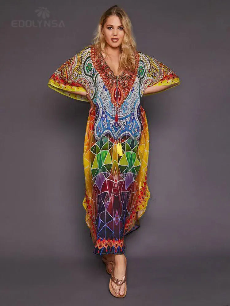 Bohemian Printed Loose Beach Dress - Palm and Thread