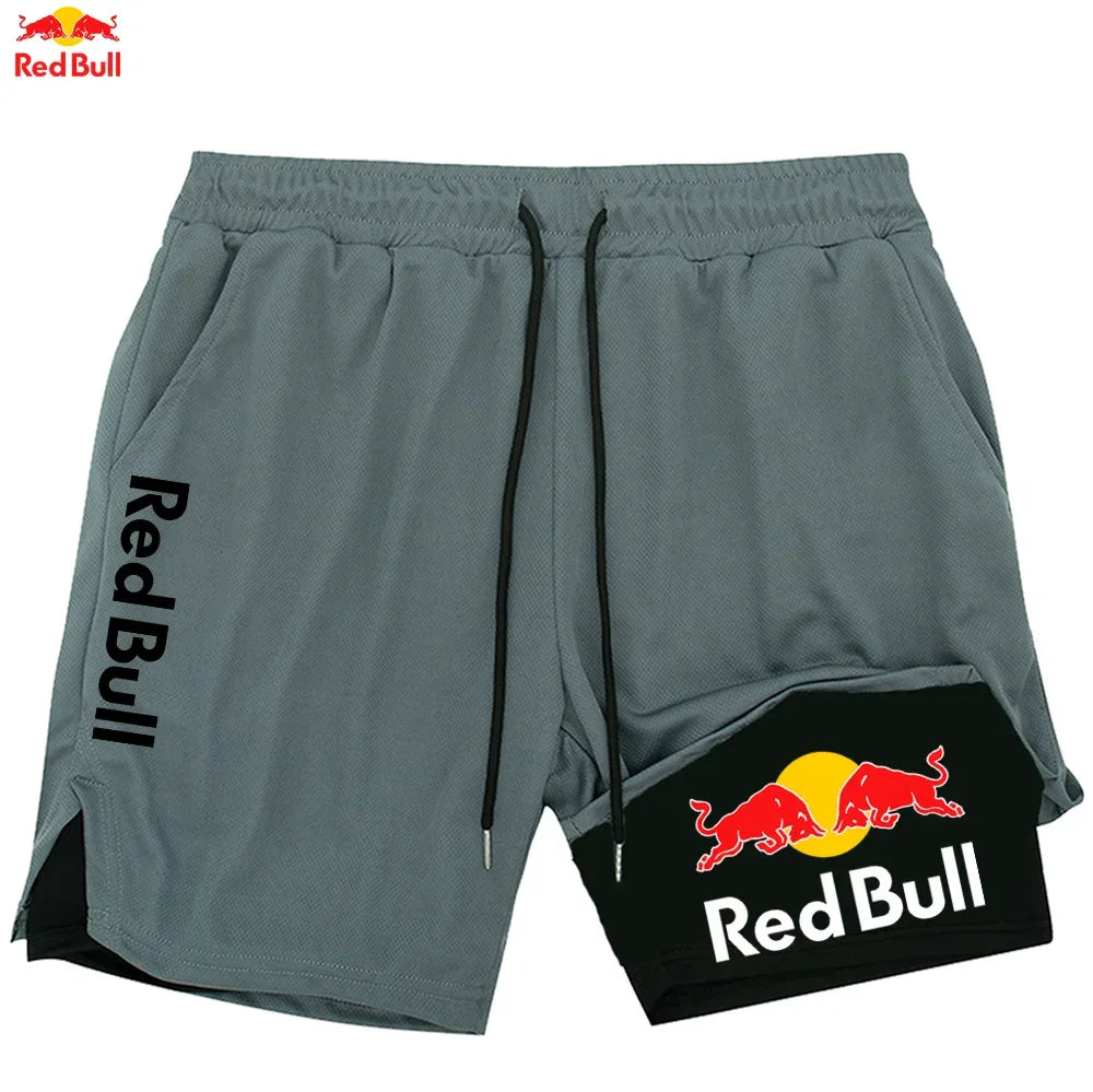 Red Bull Newest 2 in 1 Running Training Gym Short - Palm and Thread