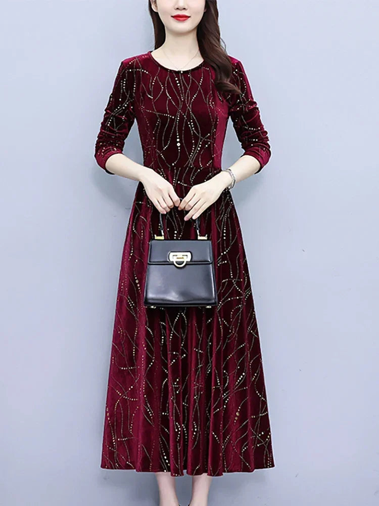 Gold Velvet Chic Sequins Dress - Palm and Thread