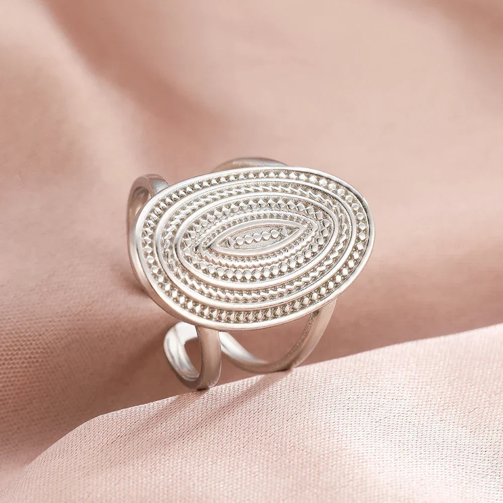 Bohemian Geometric Open Ring - Palm and Thread