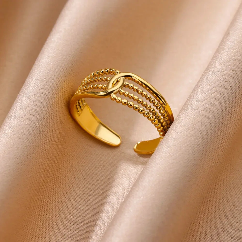 Gold Color Hollow out Open Finger Ring - Palm and Thread