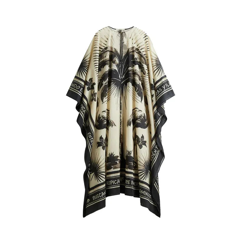 Elegant Printed Long Pleated Dress - Palm and Thread