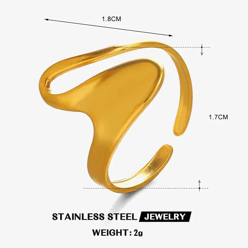 Irregular Unique Heart Metal Texture Finger Ring - Palm and Thread