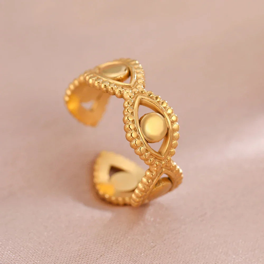 Bohemian Geometric Open Ring - Palm and Thread