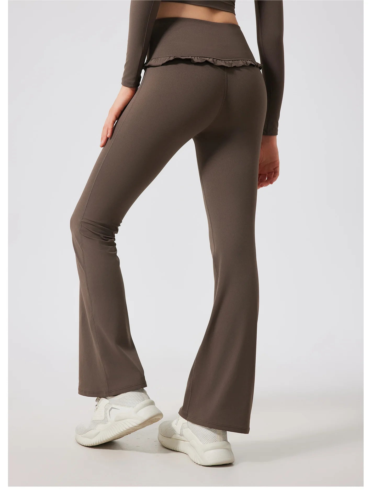 Padded Long Sleeve Crop Top & High Waist Flared Leggings
