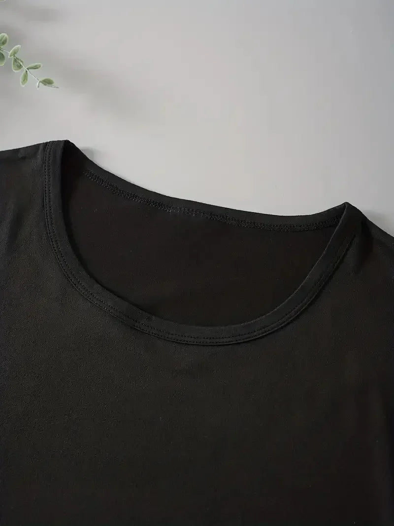Cute Print Solid Crew Neck T-Shirt - Palm and Thread