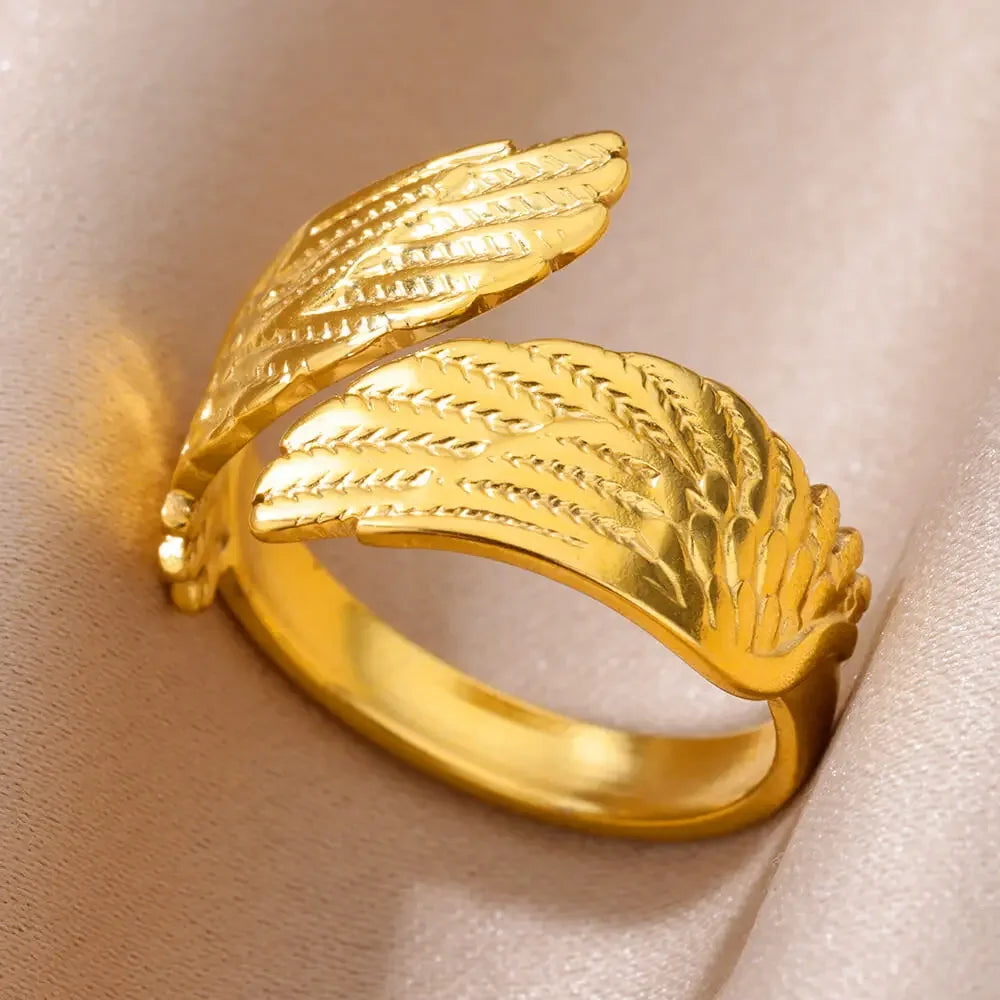 Stainless Steel Angel Feather Ring - Palm and Thread