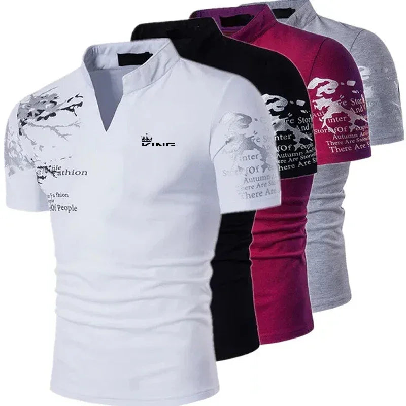 Polo Graphic Prints V Neck Outdoor Shirt - Palm and Thread