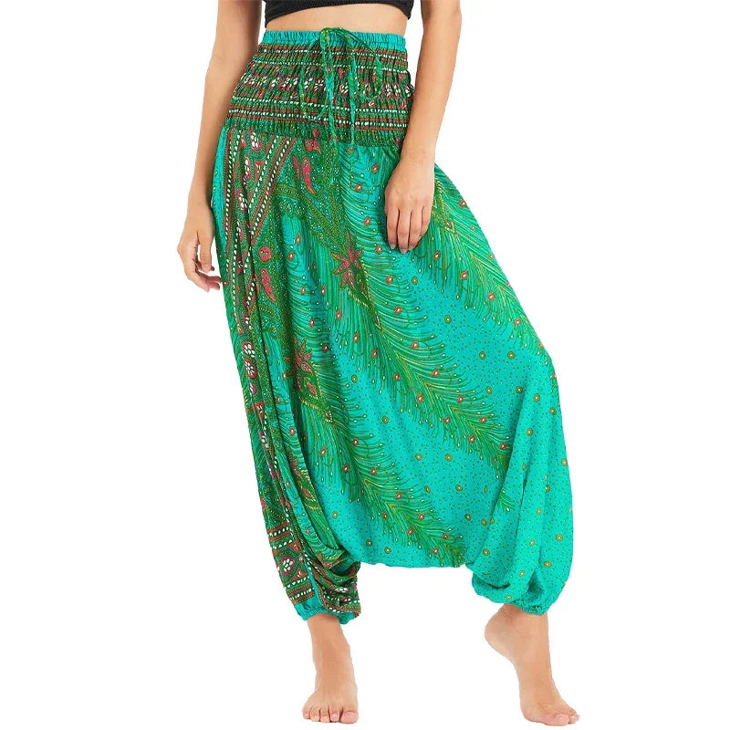 Bohemian High Waist Rayon Harem Baggy Pant - Palm and Thread