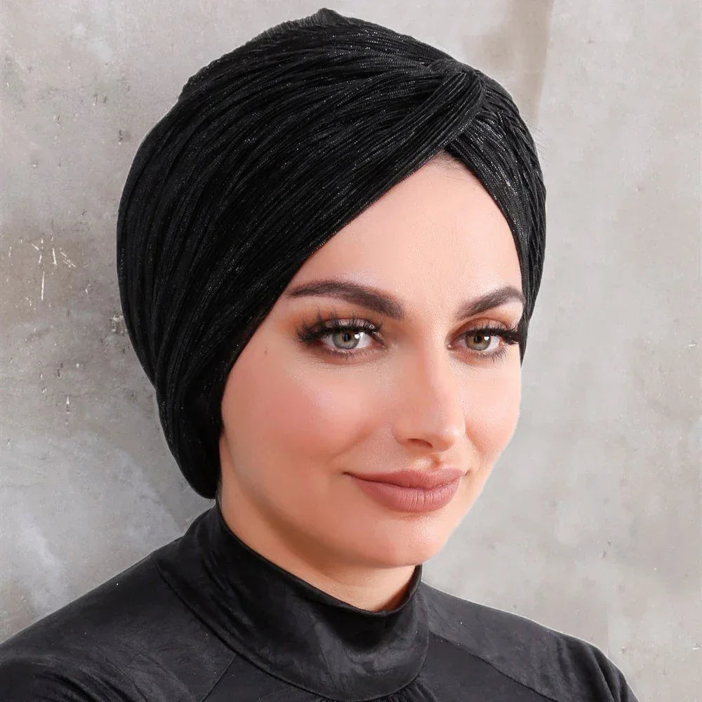 Glitter inner Ventilate Instant Turban Headscarf - Palm and Thread