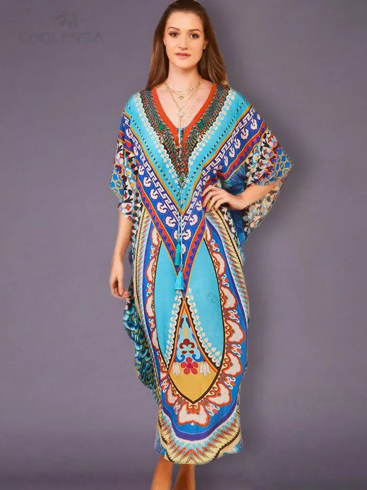 Bohemian Printed Loose Beach Dress - Palm and Thread