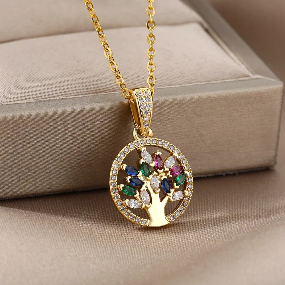 Tree of Life Stainless Steel Necklaces - Palm and Thread
