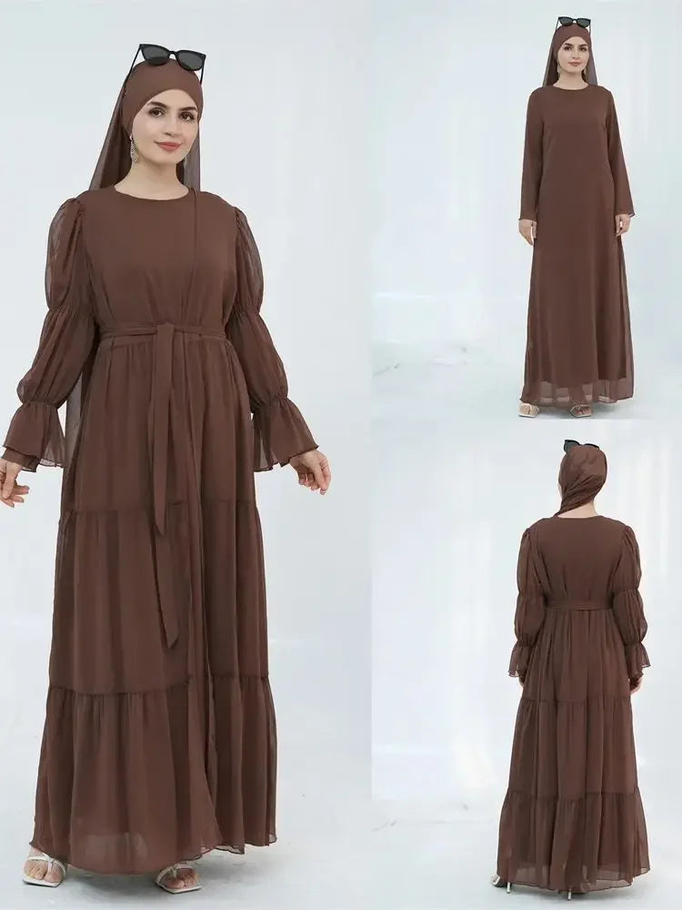 Chiffon Plain Abaya Set - Palm and Thread