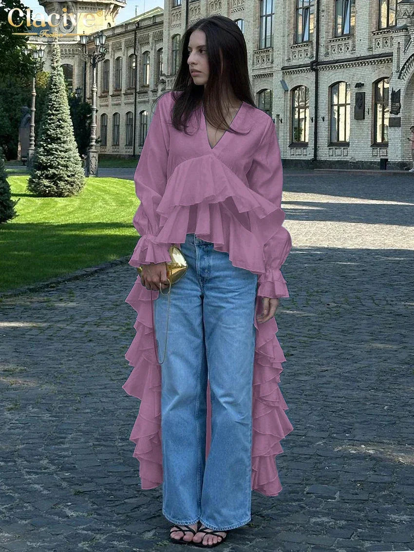 Fashion V-Neck Long Sleeve Shirt - Palm and Thread