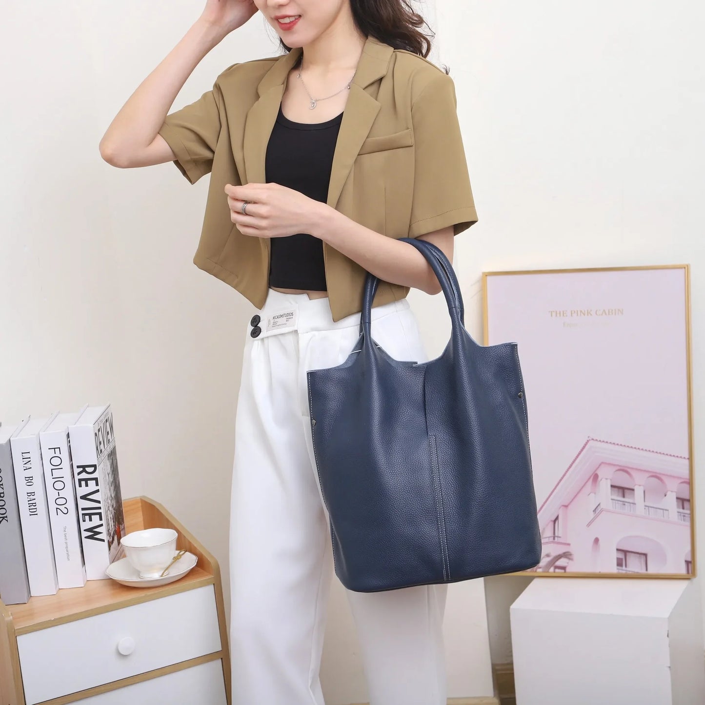 Genuine Leather Commuter Tote Handbag - Palm and Thread
