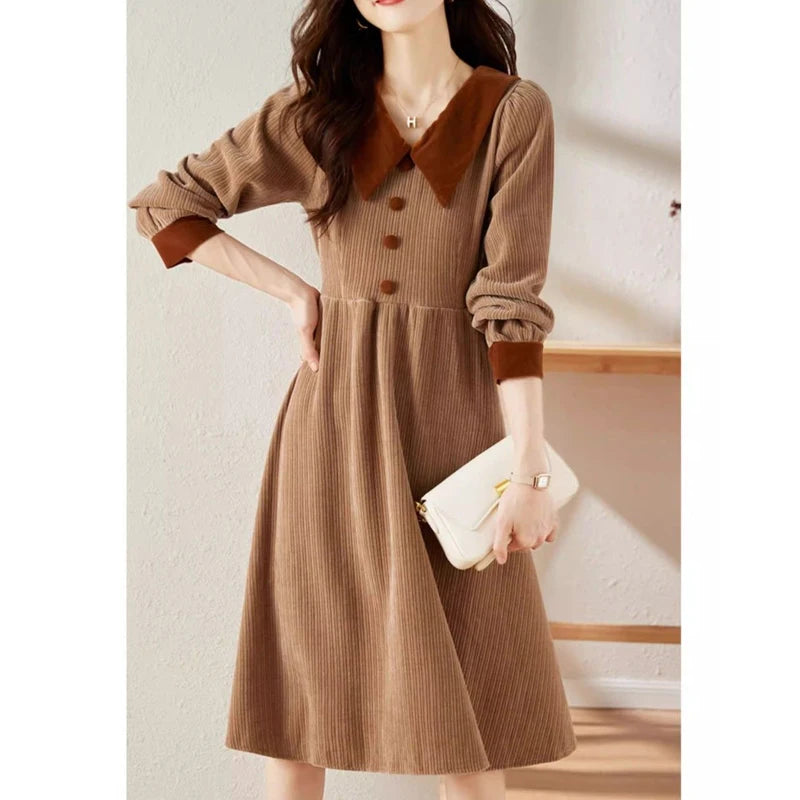 Vintage Corduroy Elegant Dress - Palm and Thread