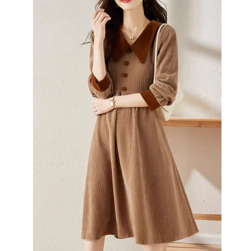 Vintage Corduroy Elegant Dress - Palm and Thread